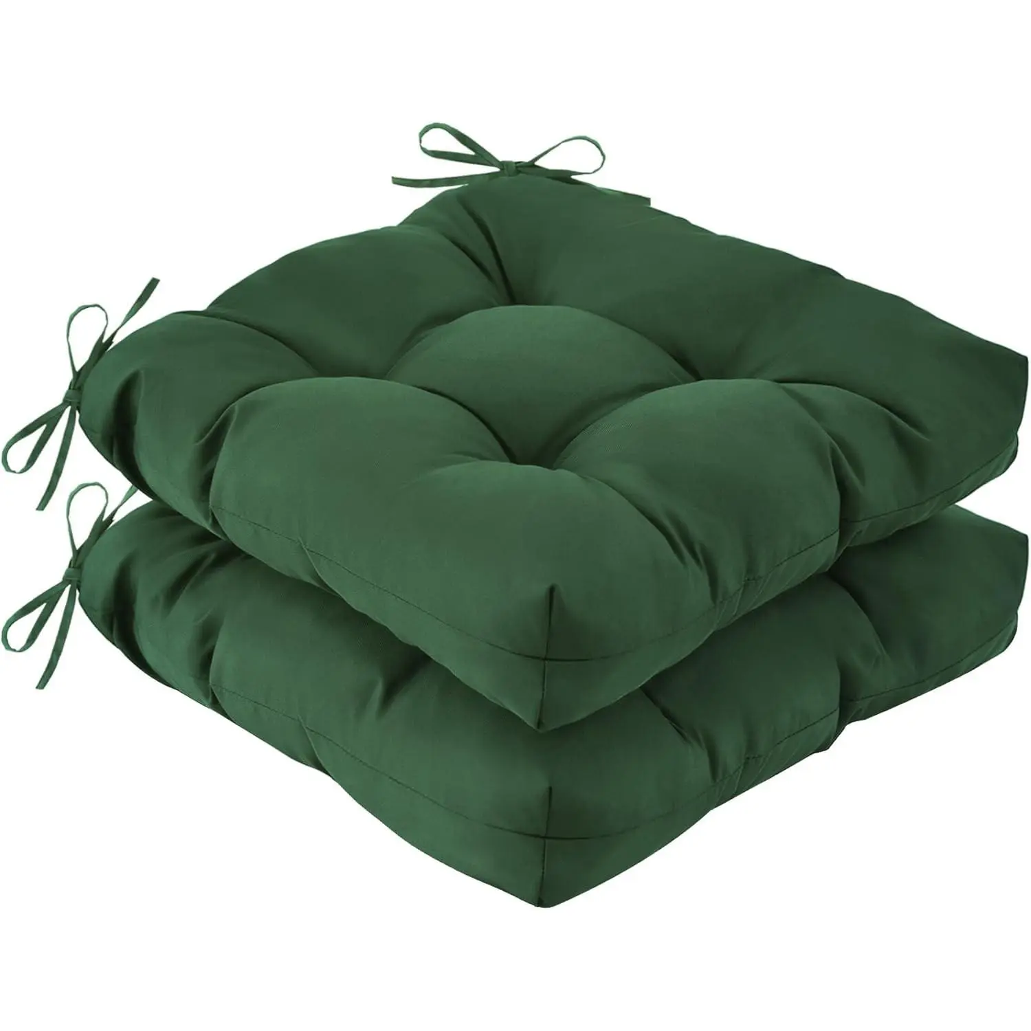 Outdoor Chair Cushions Set of 2, 17" x 17" x 4", Waterproof Outdoor Seat Cushions for Patio Furniture, Fade-Resistant Patio Chair Cushion, Dining Wicker Chair Pads for Porch Garden, Dark Green