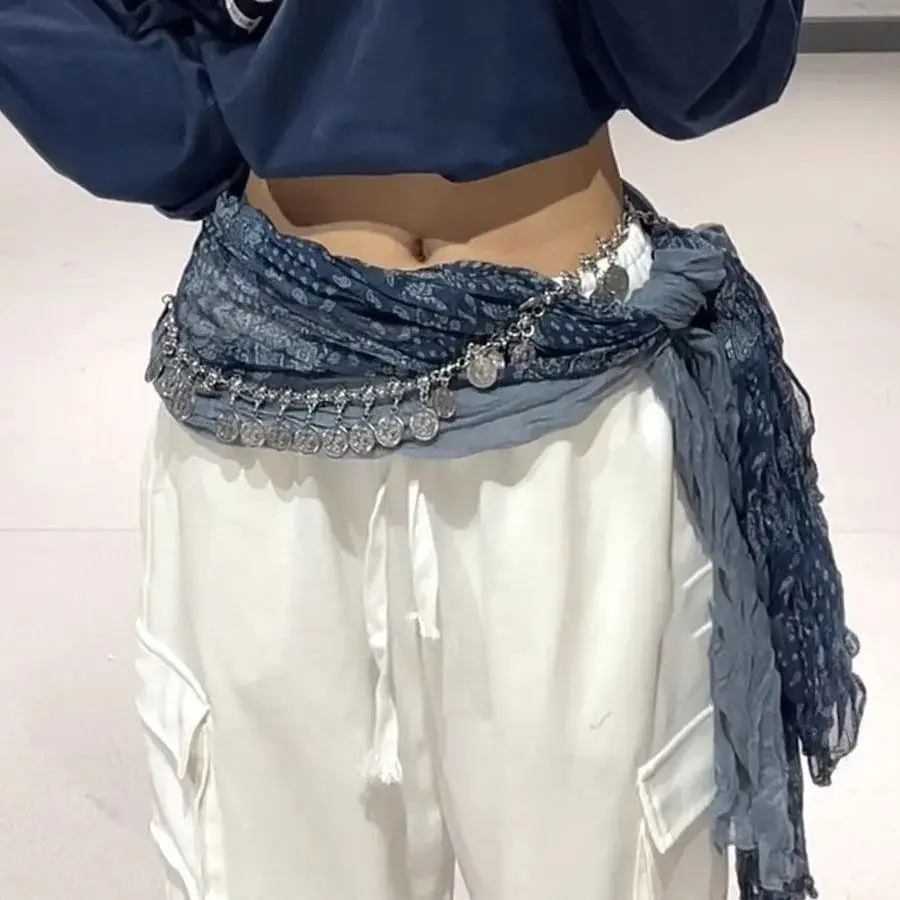 Boho Coin Hip Scarf, Tassel Waist Chain Belt, Belly Dance Accessory for Festival Outfits, Streetwear & Party Wear