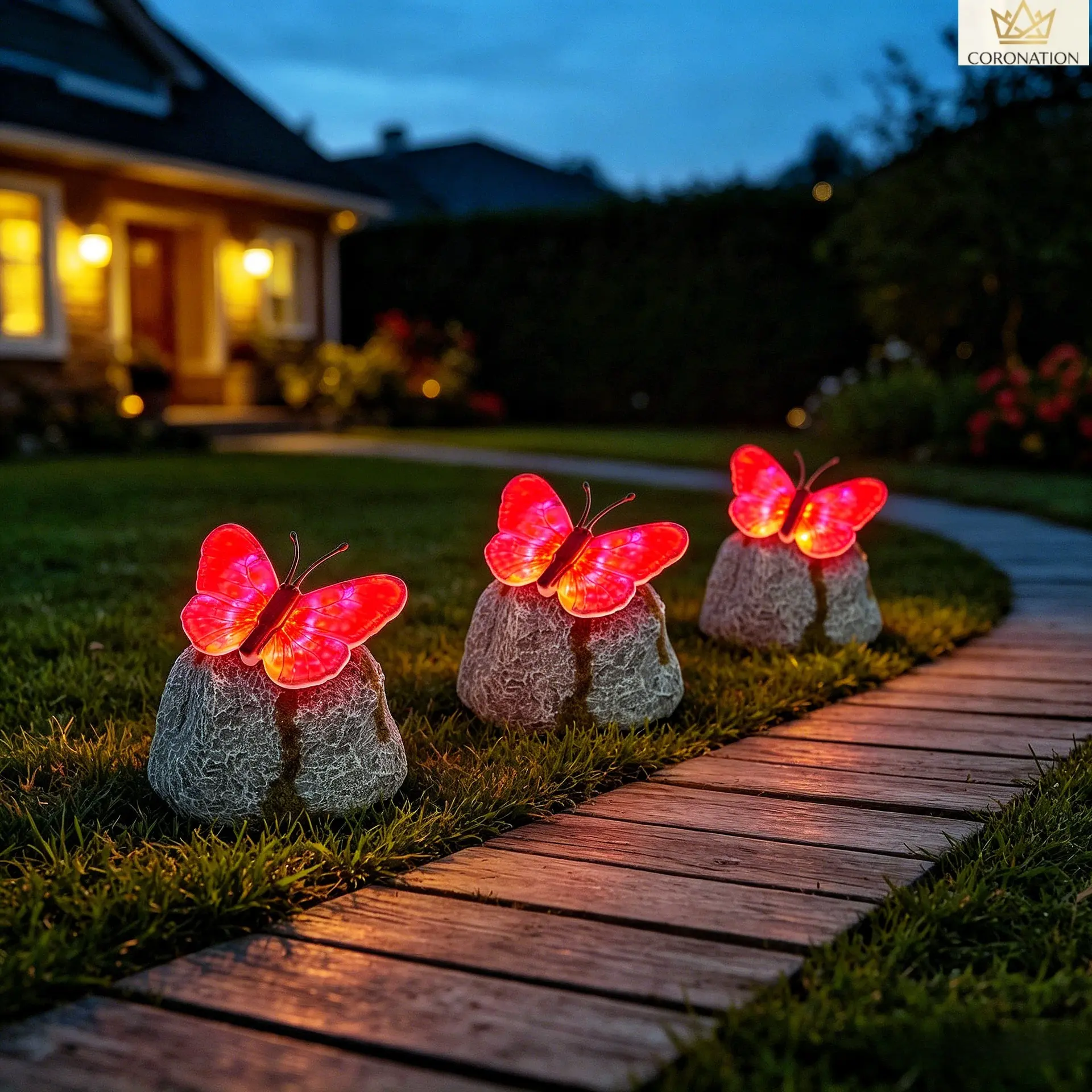 Solar Garden Lights Butterfly Design Weather Resistant Energy Saving Outdoor Decor for Yard Patio Pathway