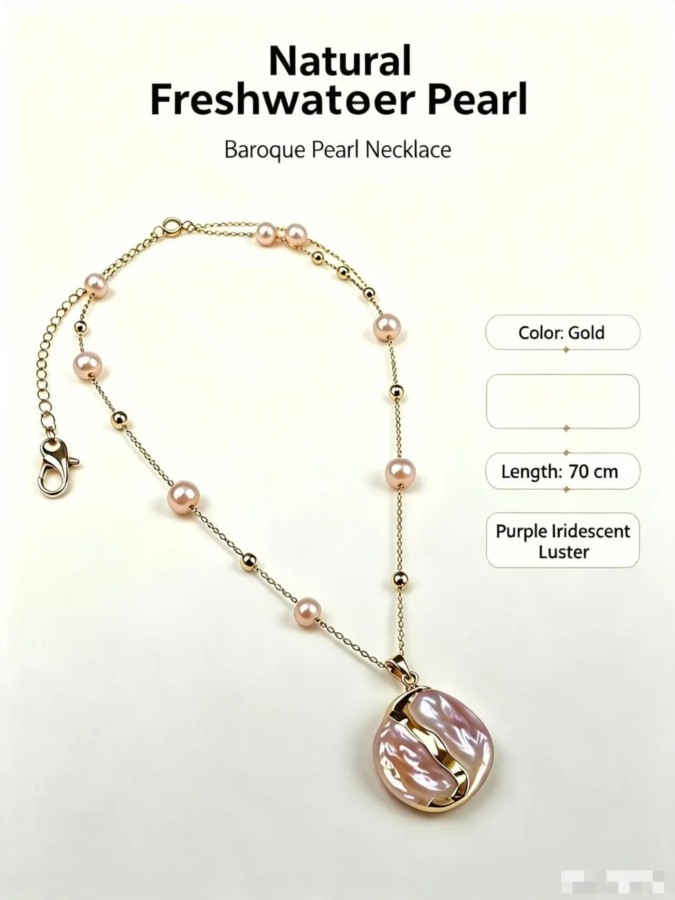 Natural Freshwater Pearl Necklace, Baroque Irregular Pearls, Light Luster, Extended Style, Perfect Gift, Elegant Jewelry