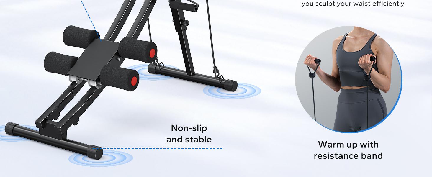 Abdominal Exerciser, Adjustable Abdominal Exerciser, Home Gym Abdominal Exercise Equipment, Ergonomic Curved Track for Better Abdominal Muscle Training, Foldable Exerciser, Suitable for Full Body Workout Home Exercise