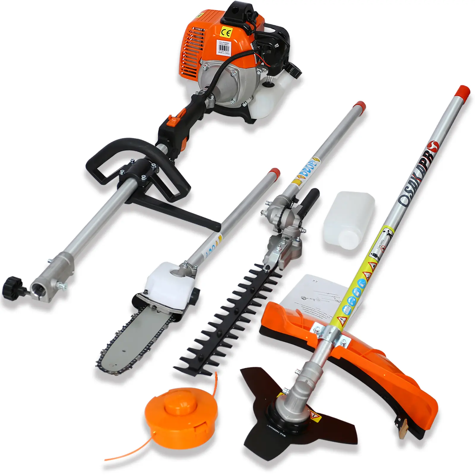 Nokaa 4-in-1 Multi-Functional Gas Garden Tool System with 33CC 2-Cycle Engine, Tools and Gadgets Combo Kit: Pole Saw, Hedge Trimmer, Grass Trimmer, Brush Cutter for Yard Landscaping, EPA Compliant