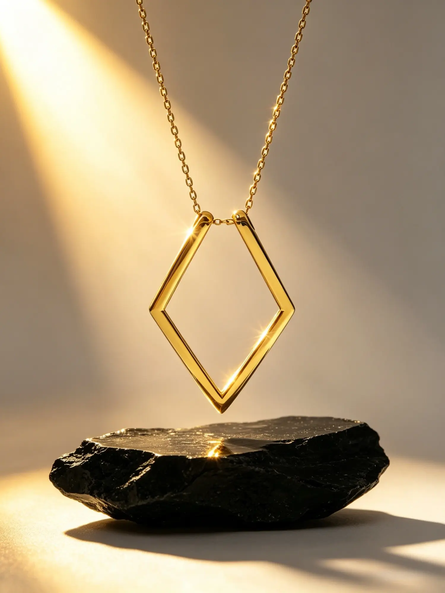 1pc Hollow Rhombus Ring Holder Guard Necklace, Stainless Steel Minimalist Long Chain Fashion Accessories for Women, Gold & Silver Two Tones Optional, Daily Office Birthday Valentine’s Day Gift, Viral Aesthetic Trendy Statement Jewelry