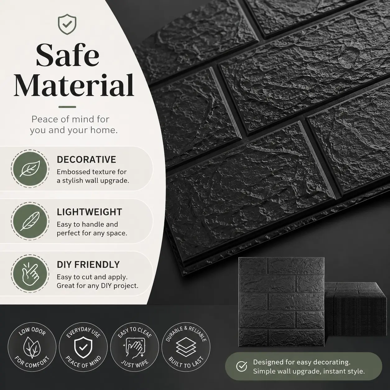 30pcs DIY Self-Adhesive 3D Brick Wall Stickers, Self Stick Decorative Wallpaper, 38.5x35cm, 3mm Thick, Waterproof, for Bedroom Kitchen Living Room, Xpe Foam Decor, DIY Wallpapers, Peel And Stick Wallpaper
