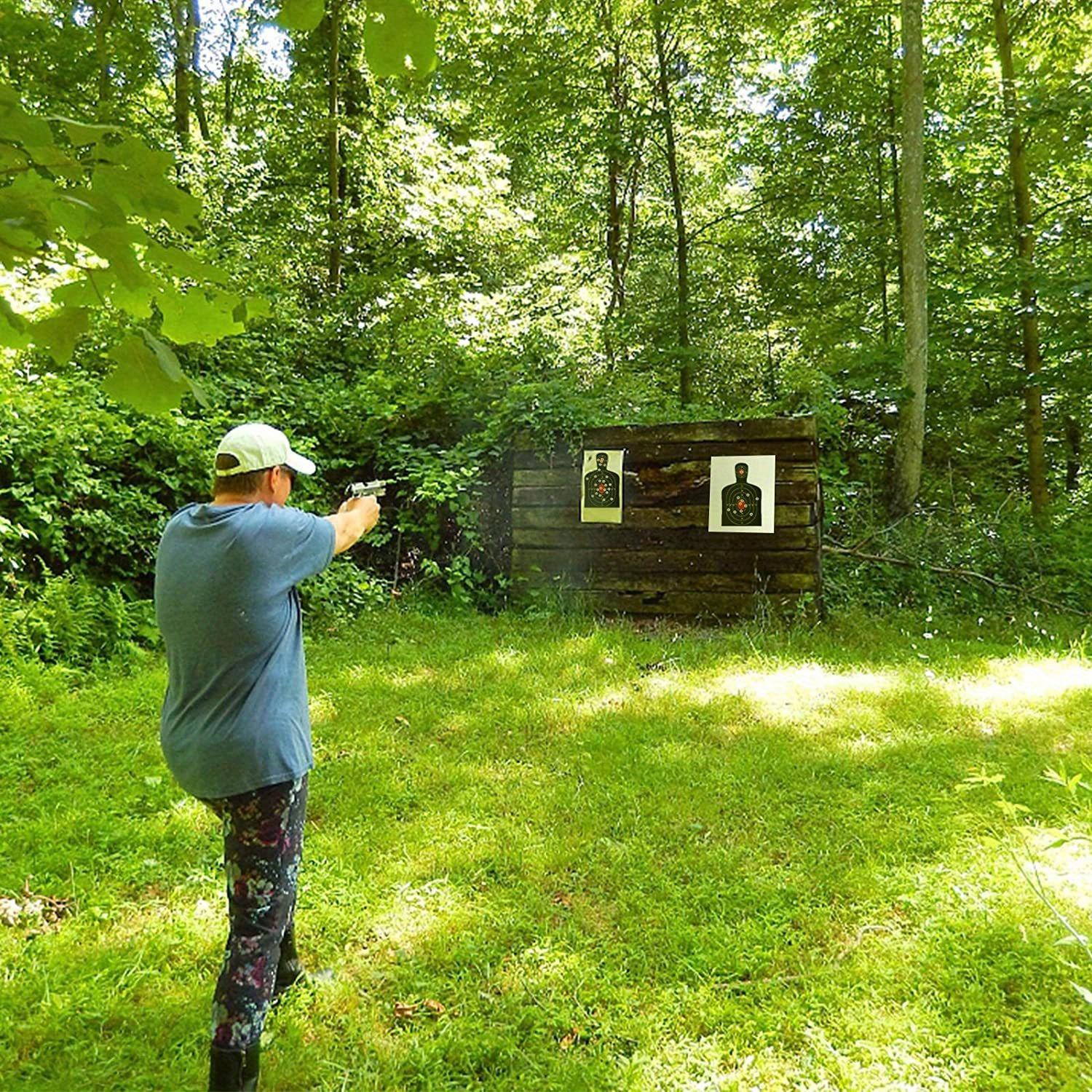 VIGEROSO 20/30pcs Large-Scale Human Silhouette Targets - High-Visibility Reactive Splatter Glow Florescent Paper Design for Accurate Range Training and Shooting Accessories - Universal Fit for All Users