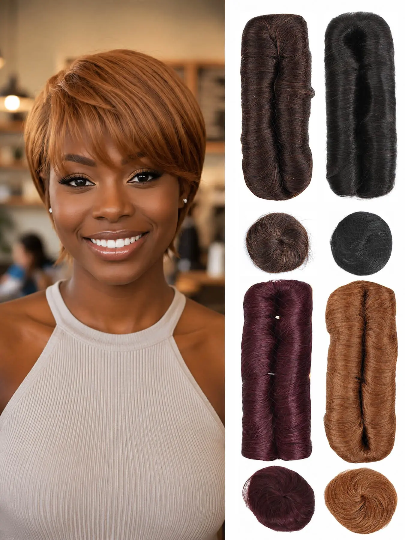 28 Pcs Human Hair Weave Extensions with Top Closure Straight Short Hair Extension for Women Daily Use, 100% Human Hair Bundles Weave, 28 Pieces Human Hair Extensions One Park for a Full Head 1B #99J #30 #4 Color