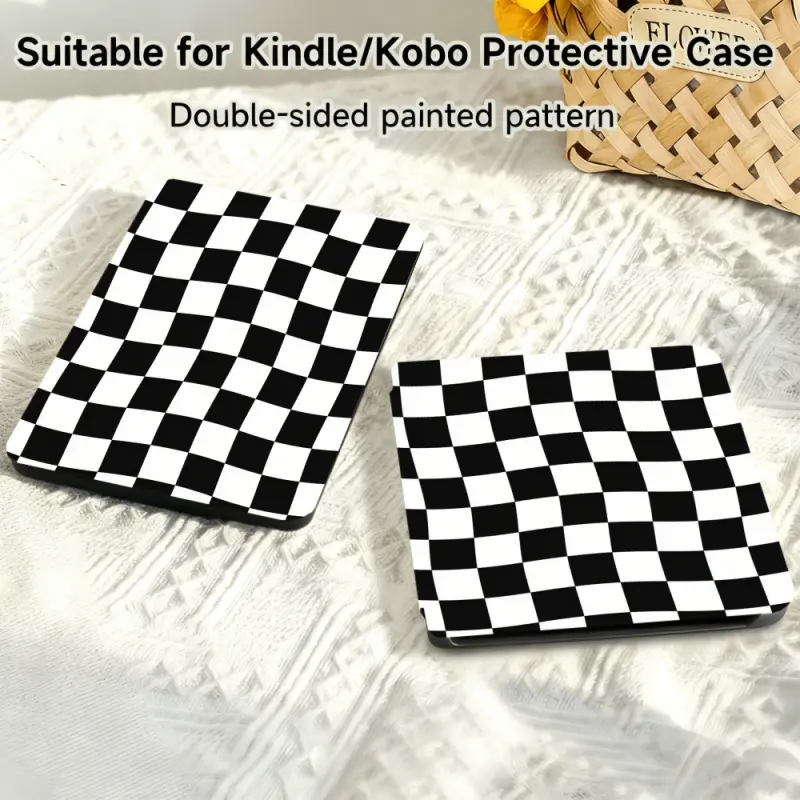 for Kindle/kobo/Tolino Case Black And White Checkerboard Pattern for New Kindle 11Th 2019, for Kindle 11th Generation Case for Kindle 11Th (2022/2024), 6-Inch, 7-Inch Kindle Paperwhite 12Th Generation 2024 Vision Color (2024) /Vision 6 (2021）/Shine Color