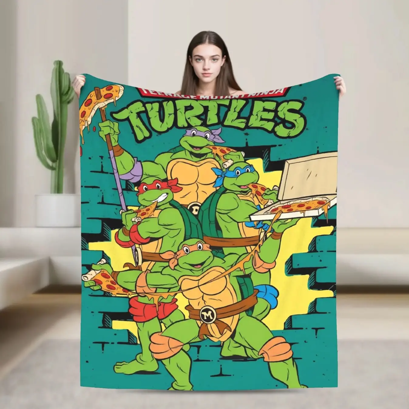 Teenage Mutant Ninja Turtles TMNT Gamer Flannel Blanket, Soft Warm Graphic Throw for Bed Sofa Home Decor, Adults and Children Kid Room Decor, Father's Day Gift