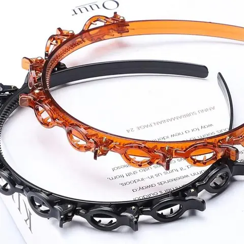 2pcs/4pcs Retro 90s Clip-On Headband Set, Multifunctional Hairbands with Attached Hair Clips, Cute Plain Design Fashion Hair Accessories for All Seasons