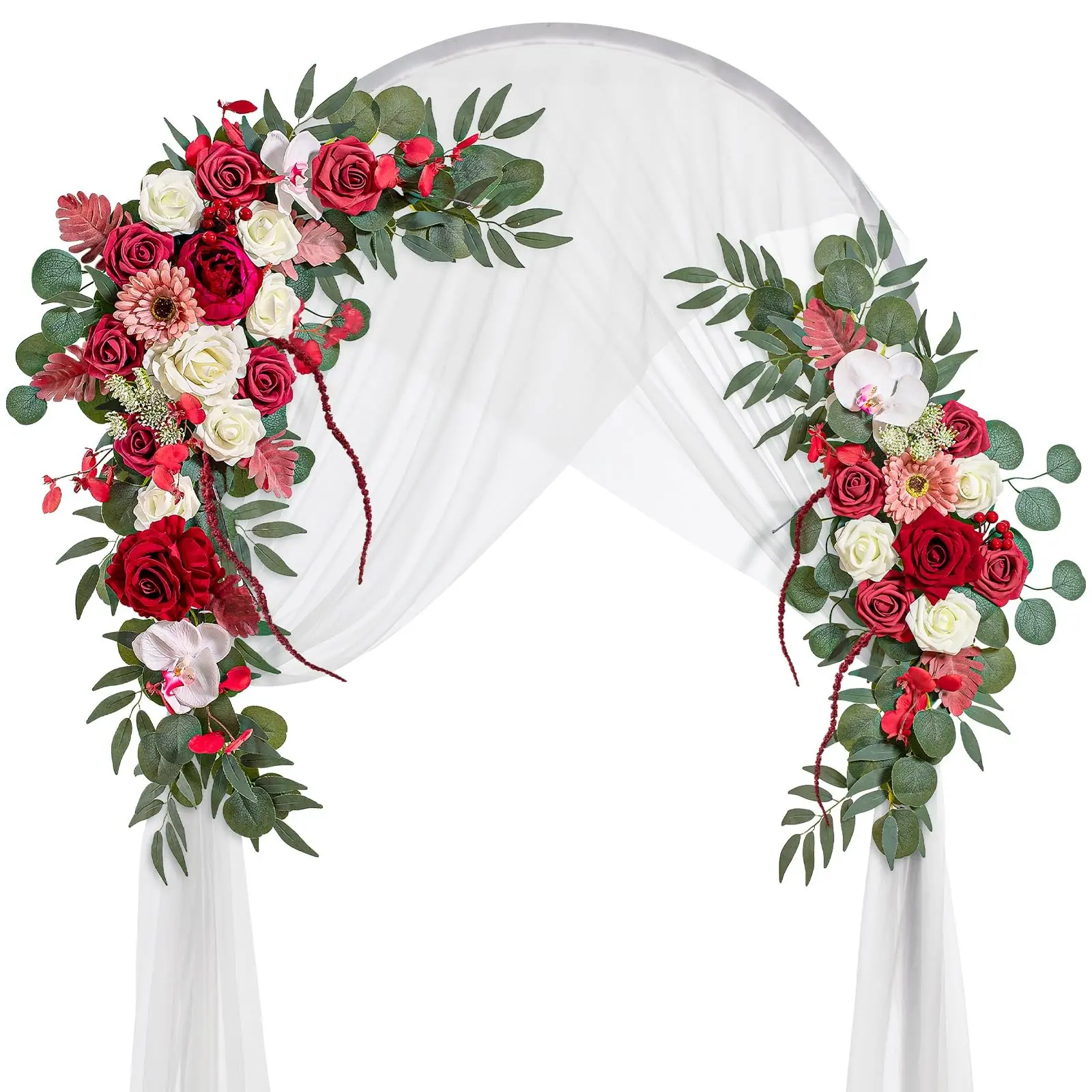 2 Piece Artificial Rose Flowers, Romantic Wedding Arch Decor, Floral Hanging Ornament, Beautiful Dream Wedding Ceremony Decoration, Faux Flower Decorations, Fake Flowers, Decorative Flowers