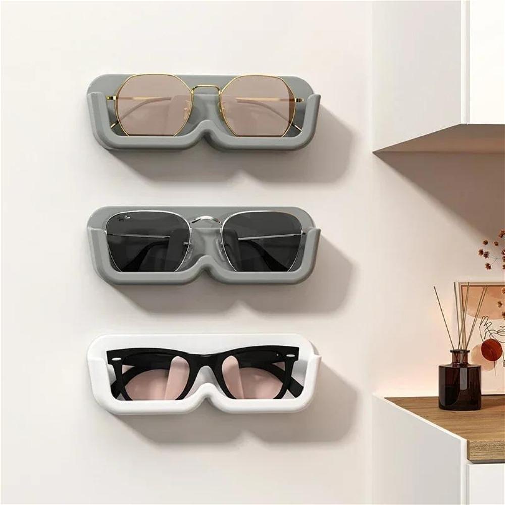 Wall Mounted Glasses Storage Rack, 1 Count Punch Free Glasses Holder, Wall Mounted Organizer, Space Saving Easy To Pick Up and Easy To Access Design Glasses Holder