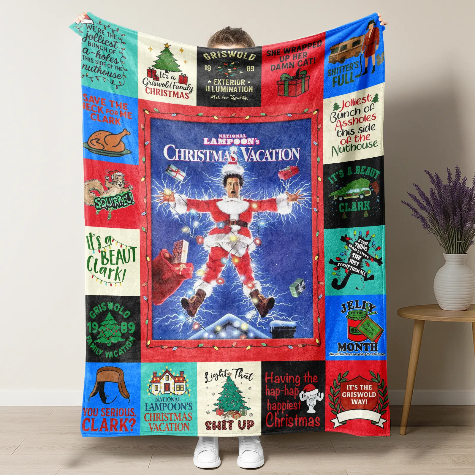 National Lampoon’s Christmas Vacation Movie Blankets, Funny Holiday Quotes Pattern, Cozy Winter Throw Blanket, Trending Christmas Home Decor, Perfect for Couch, Bed, Movie Night, and Family Gifts