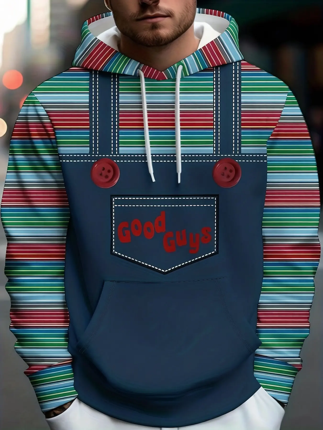 Hooded Sweater Men's Costume - Halloween Cosplay Pullover, Casual Everyday, Gift for Friends