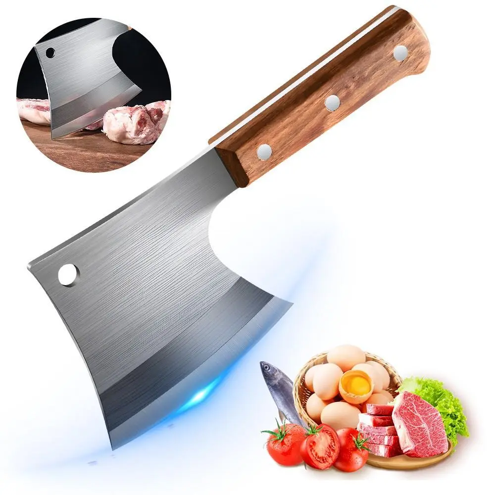 Meat Cleaver Knife Heavy Duty Butcher Knife, Forged Bone Chopper Cleaver with Full Tang Stainless Steel Blade & Pearwood Handle for Meat Cutting#DealsForYouDays