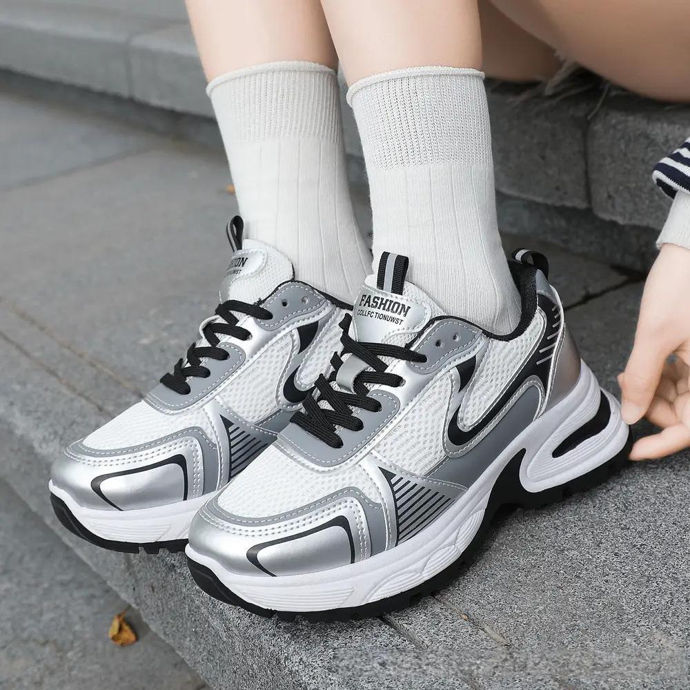 Womens 90s Retro Chunky Dad Sneakers, Breathable Mesh, Casual Streetwear Shoes