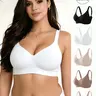 5 Pack/5 colors plus size seamless jelly bra for women, 4 rows 4 hooks, push-up and liftable adjustable sports tank top Wirefree Workout Bra, daily casual/party/yoga, comfortable breathable skin-friendly, women's wireless plus size bra Sporty Workout Bra