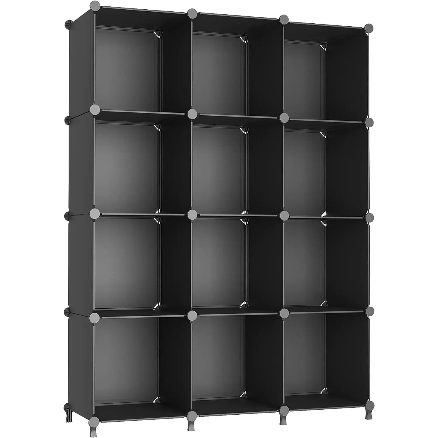 12 Cube Storage Organizer, Closet Organizer Storage Shelves, Black | Portable Closet, DIY Stackable Storage Cubes Shelve, Plastic Clothes Organizer Shelving for , Bedroom