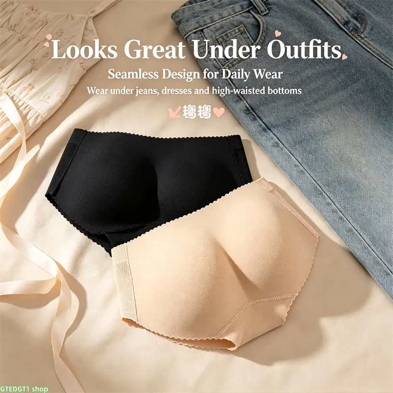 Women's high-waisted shapewear briefs featuring a sexy, seamless, butt-lifting design and built-in padding, combined with tummy-control functionality—an ideal choice for pairing with a wedding dress.