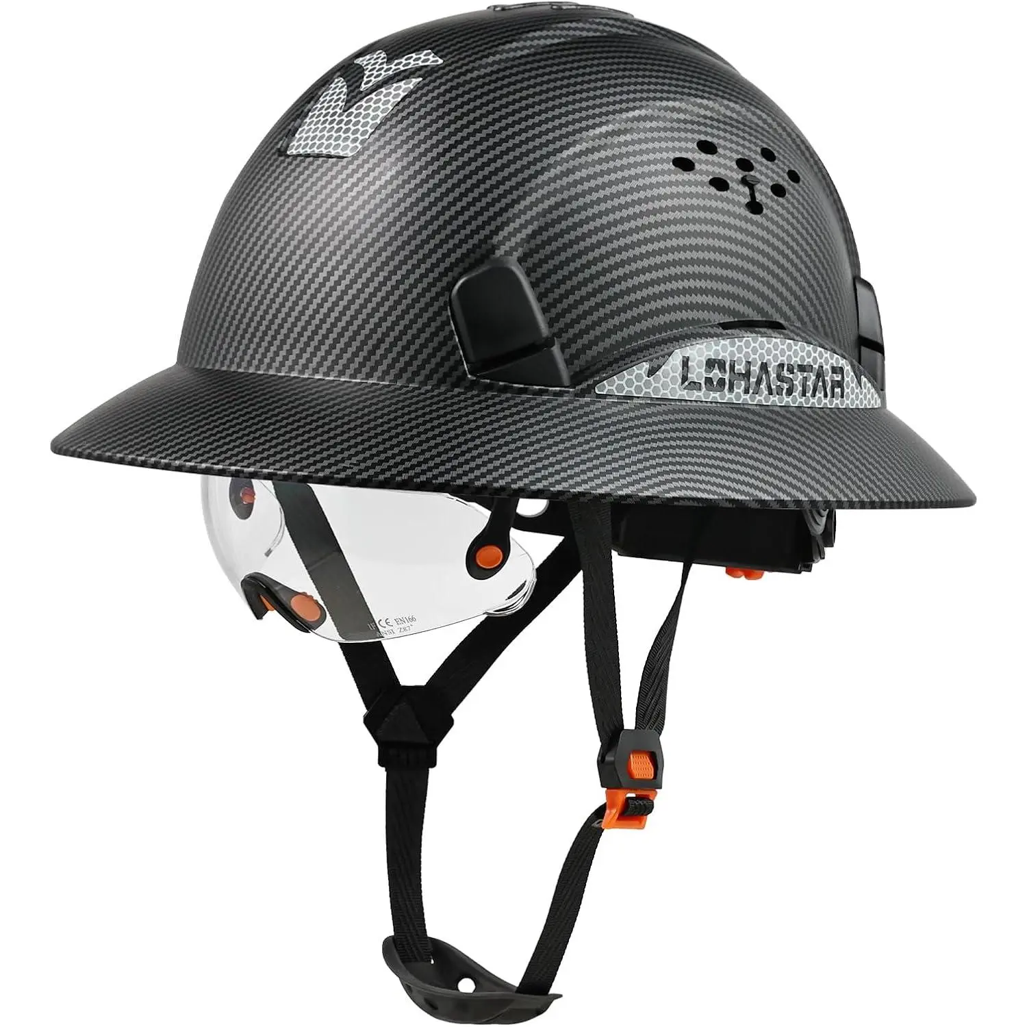 Full Brim Hard Hat with 6-Point Fit & Airflow, Adjustable Work Helmet, Reflective High-Vis Headgear, Lightweight Protective Cap for Job Sites, Men & Women Universal
