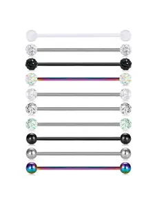 10pcs 14G Stainless Steel Industrial Barbell Earring Cartilage Body Piercing Jewelry 32mm 35mm 38mm Industrial Piercing Bar