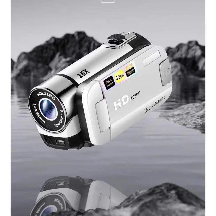 Portable 16MP Compact Handheld Digital Video Camera Camcorder with Audio Lens, 16X Optical Zoom, 1080P HD, 2.4" LCD Screen, SD Card Slot Recorder, Ideal Gift for Camera Enthusiasts