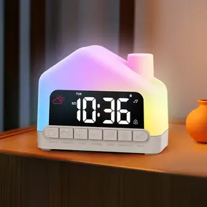 Kids alarm clock, wake-up alarm clock for kids, suitable for toddler sleep training, with 12-color night light & sound machine, for bedroom use, ideal birthday gift for boys and girls