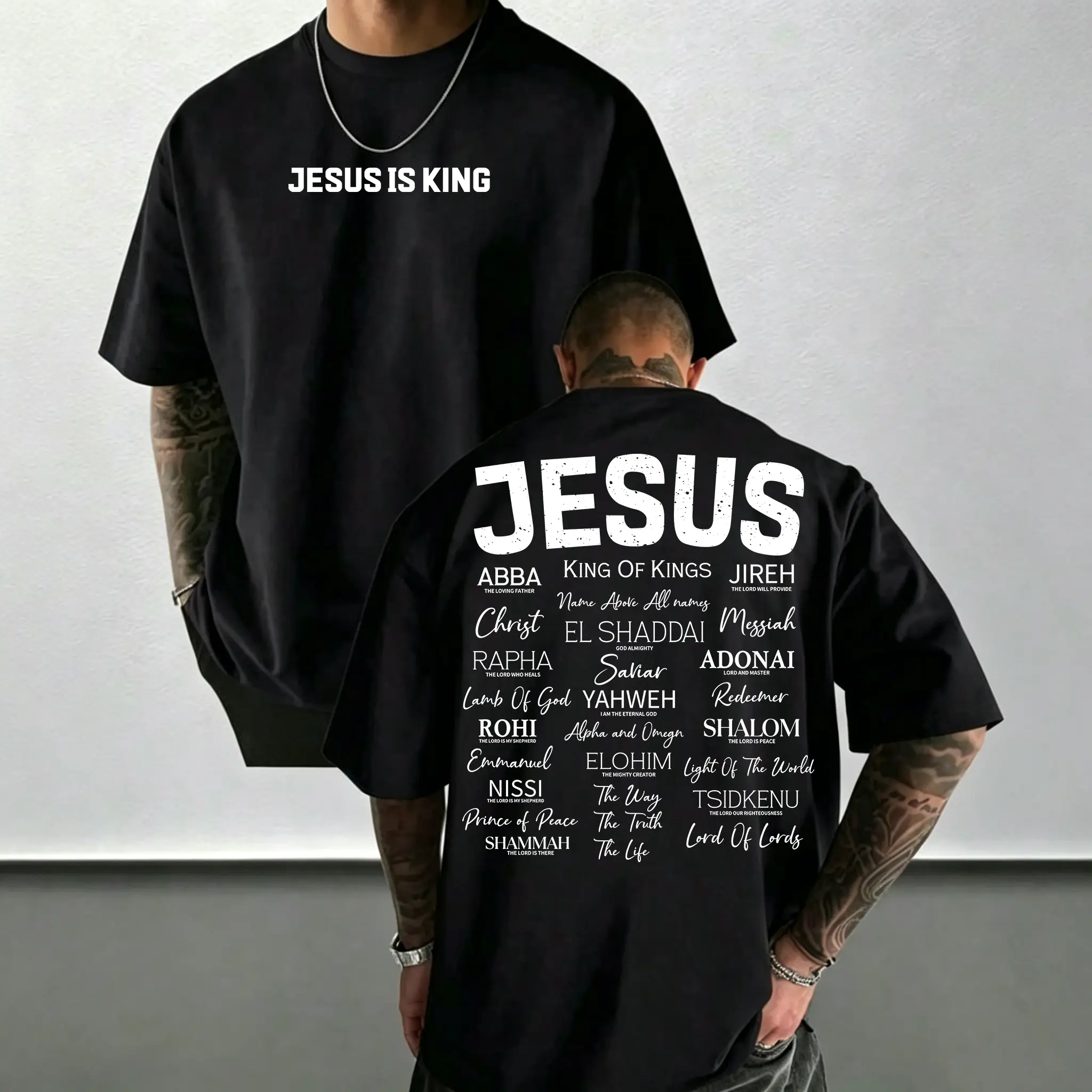 Men's Retro Christian Graphic T-Shirt - 100% Cotton Menswear Top, Hot Stamping Design, Micro Elastic, Casual Loose Round Neck, Streetwear for Jesus is King Themed Outfits, Tshirt, Graphic T Shirts, Loose Fit, Breathable, Crewneck, Graphic Print