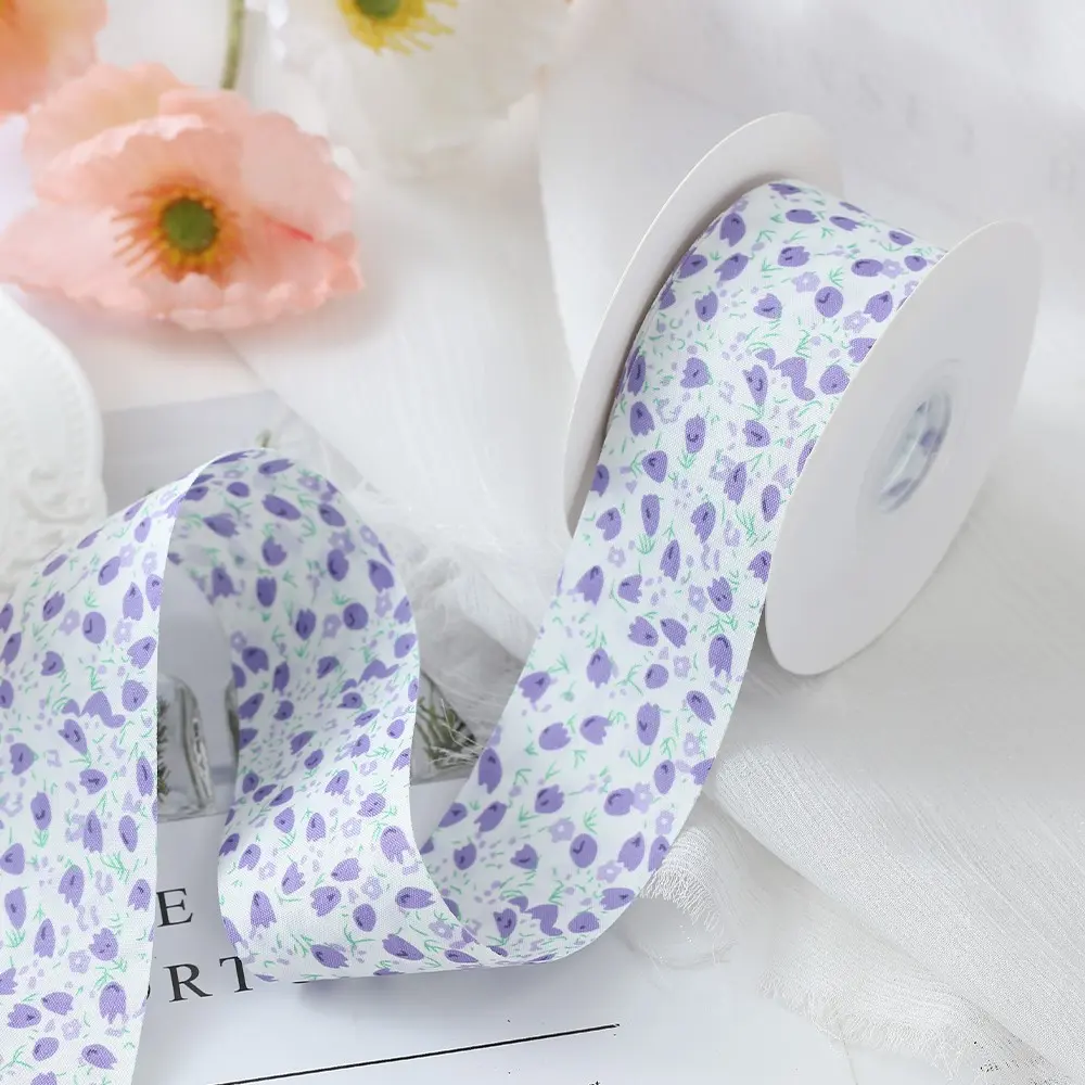 38mm Watercolor Floral Ribbon, 10m Long, Soft Fabric, Colors, Ideal for Bouquets, Gift Wrapping, DIY Crafts