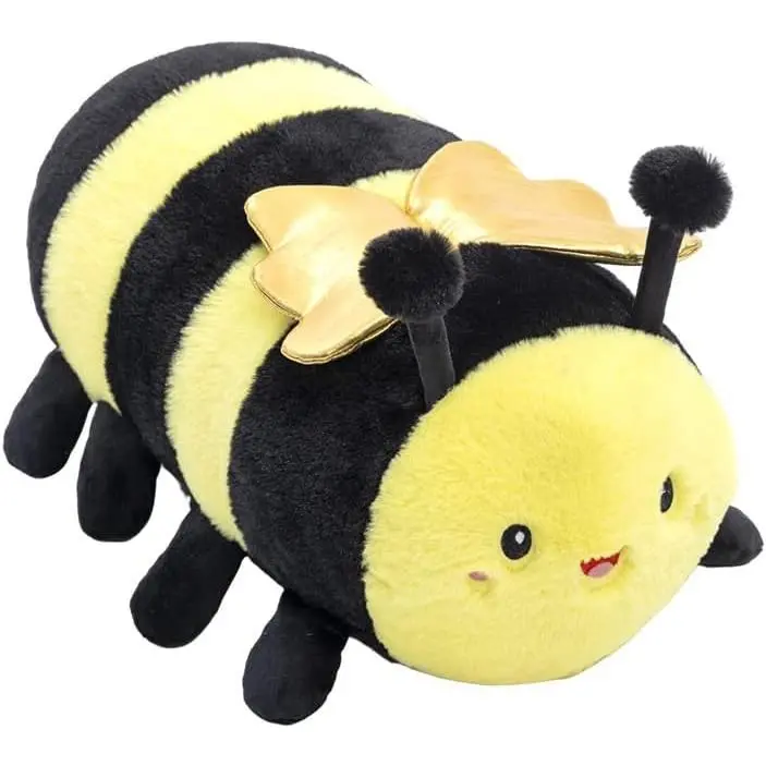 Cute Round Bumble Bee Stuffed Animals,Honey Bee Plush Toys Pillow, Anime Bee Plushie Hugging Pillow Bee Doll Gift  Kids and Lovers in Birthday, Christmas, Valentine's Day (18 Inch) New model