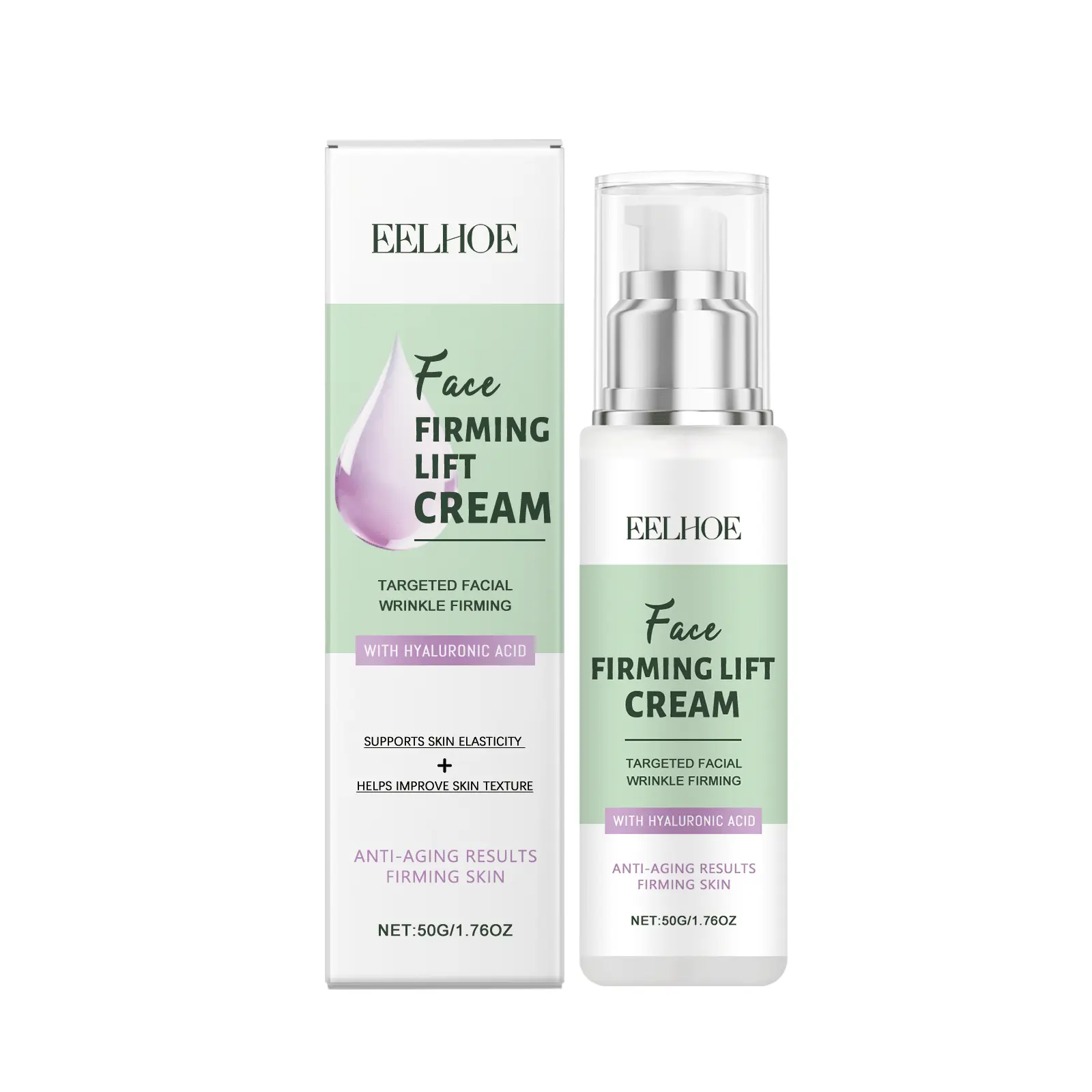 Hyaluronic Acid Face Firming Lift Cream, Anti-Aging Anti-Wrinkle Facial Firming Cream, Improve Sagging Skin Boost Skin Elasticity Refine Skin Texture Moisturizing Anti-Aging Cream 50g