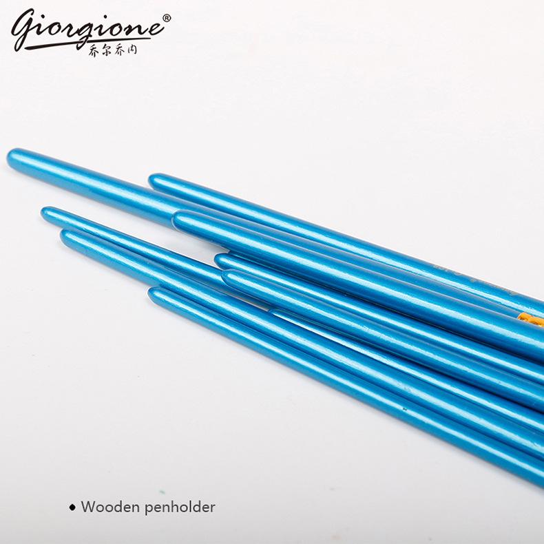 10-Piece Oil Gouache Watercolor Acrylic Brush Set - Nylon Hair, Long Handle, Round Flat Pointed Tips for Artists