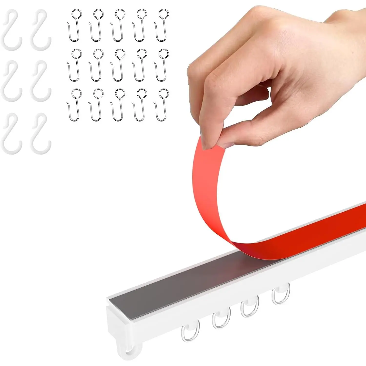 Adhesive Ceiling Curtain Track for Home - No-Drill Paste Type, Suitable for Smooth Ceilings, Walls, 1.66M/5.45FT Multi-Functional Curtain Track, Ceiling Track, Multi-Use