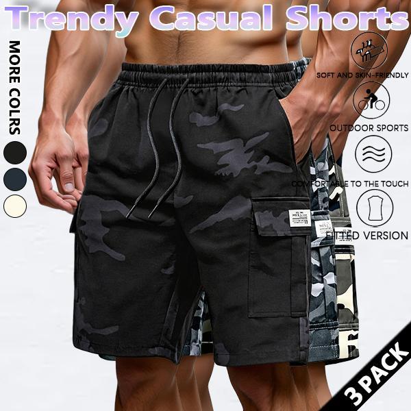 Men's new summer casual work shorts, camouflage sports capri pants, loose and casual fit, quick-drying ice silk beach shorts.