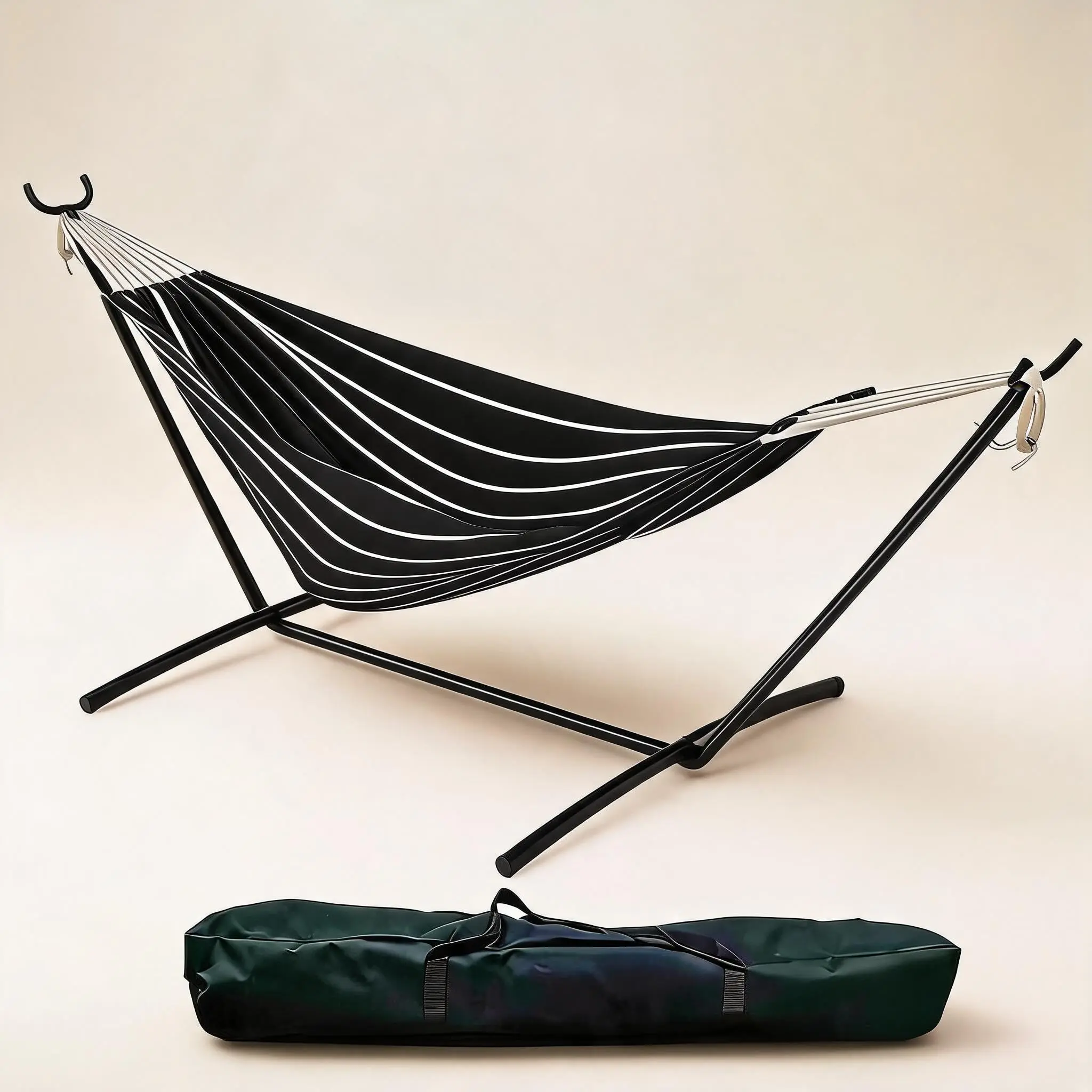 Garvee Double Hammock with Foldable Steel Stand and Carry Bag – Portable and Durable Outdoor Relaxation Solution for Two People, Easy Setup and Storage, Perfect for Camping, Backyard, and Travel