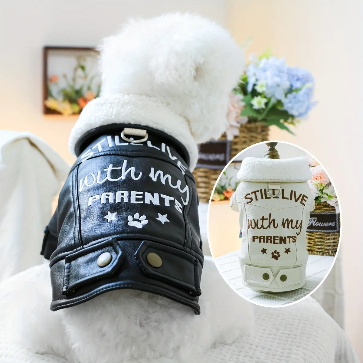 Pet Clothes for Small Dogs & Cats, Fleece Lined Warm Winter PU Leather Coat, Puppy Kitten Thickened Cold Weather Jacket