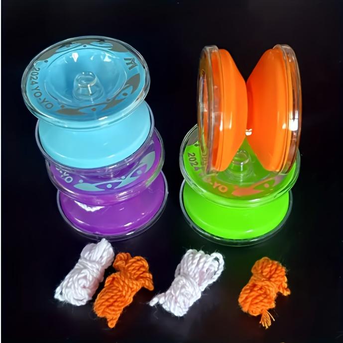 Pack of 3 Yo-Yo Yo-Yo - Vibrant red and green colors, durable plastic material, ideal gift for outdoor play. Colorful Yo-Yo Yo-Yo |           Durable Plastic Yo-Yo Yo-Yo