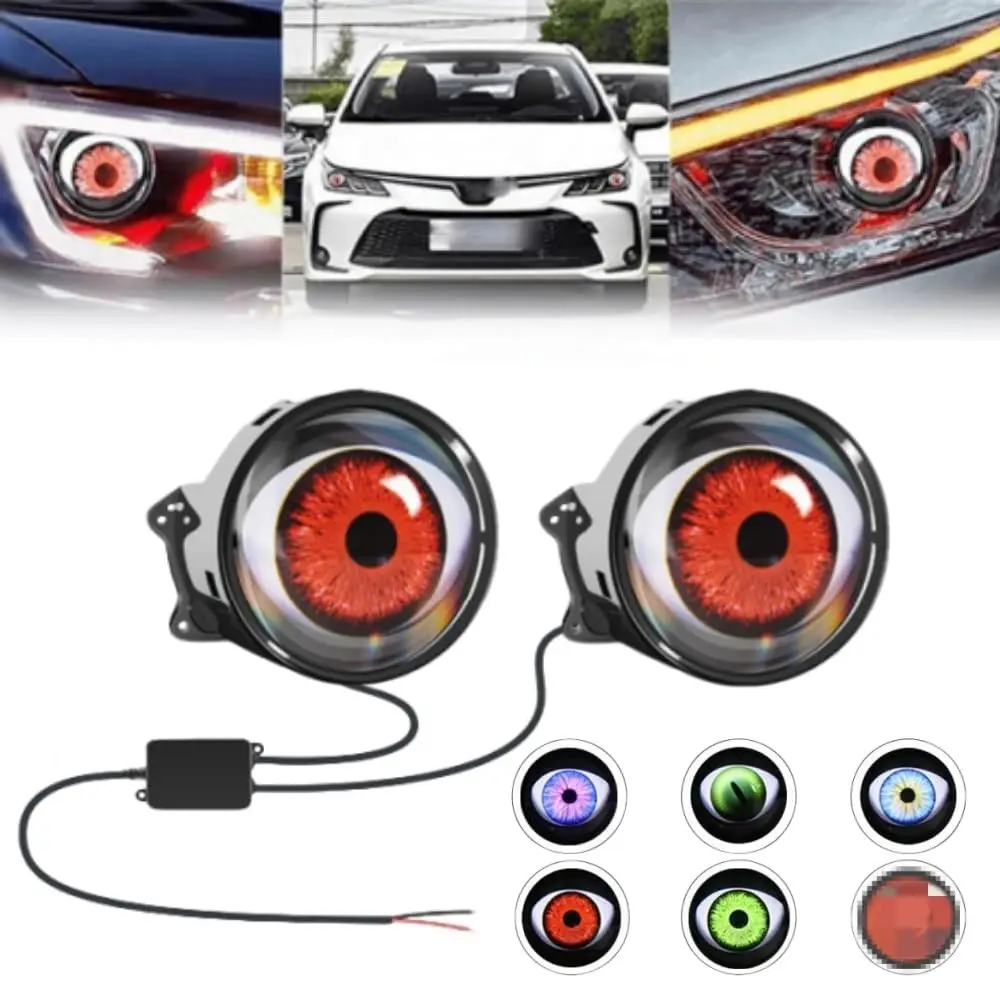 6-Module High-Pass Lens High-Brightness Dynamic LED Devil Eye Car Headlight with Customizable Lighting Pattern