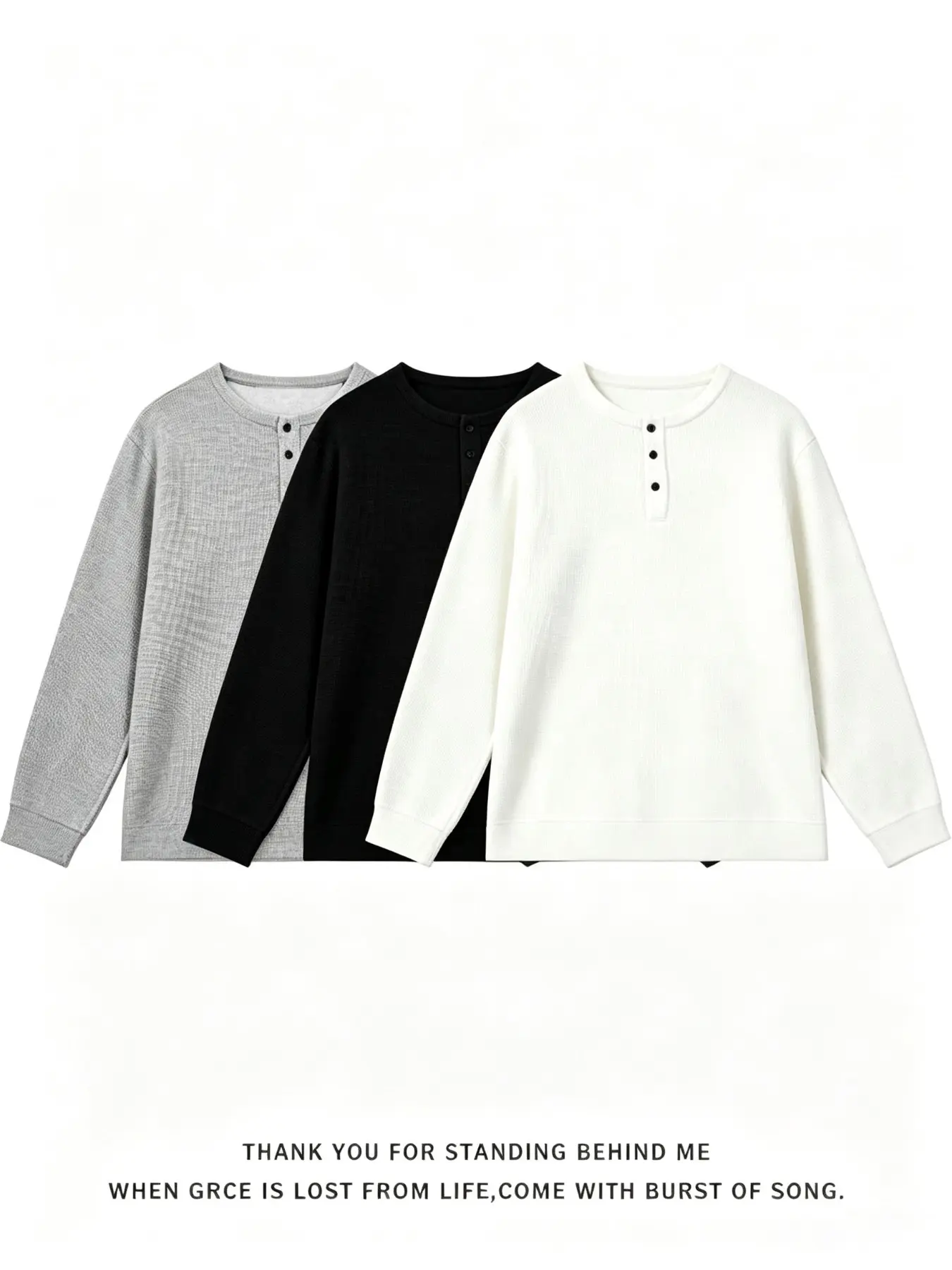 3-Pack Men's Knit Henley Shirts, Classic Solid Long Sleeve Button Neck Pullover, Soft Knitted Fabric, Casual Daily Comfort Tops, Menswear