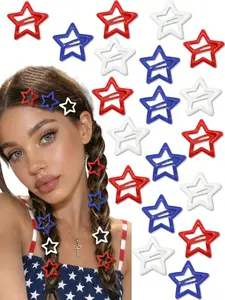 30pcs Independence Day Hair Clips Set, Patriotic Red White Blue Star Barrettes for Women & Girls, Strong Hold Snap Hair Clips, USA Flag Inspired Hair Accessories for 4th of July Parade, BBQ, Concert, Party & Holiday Outfit