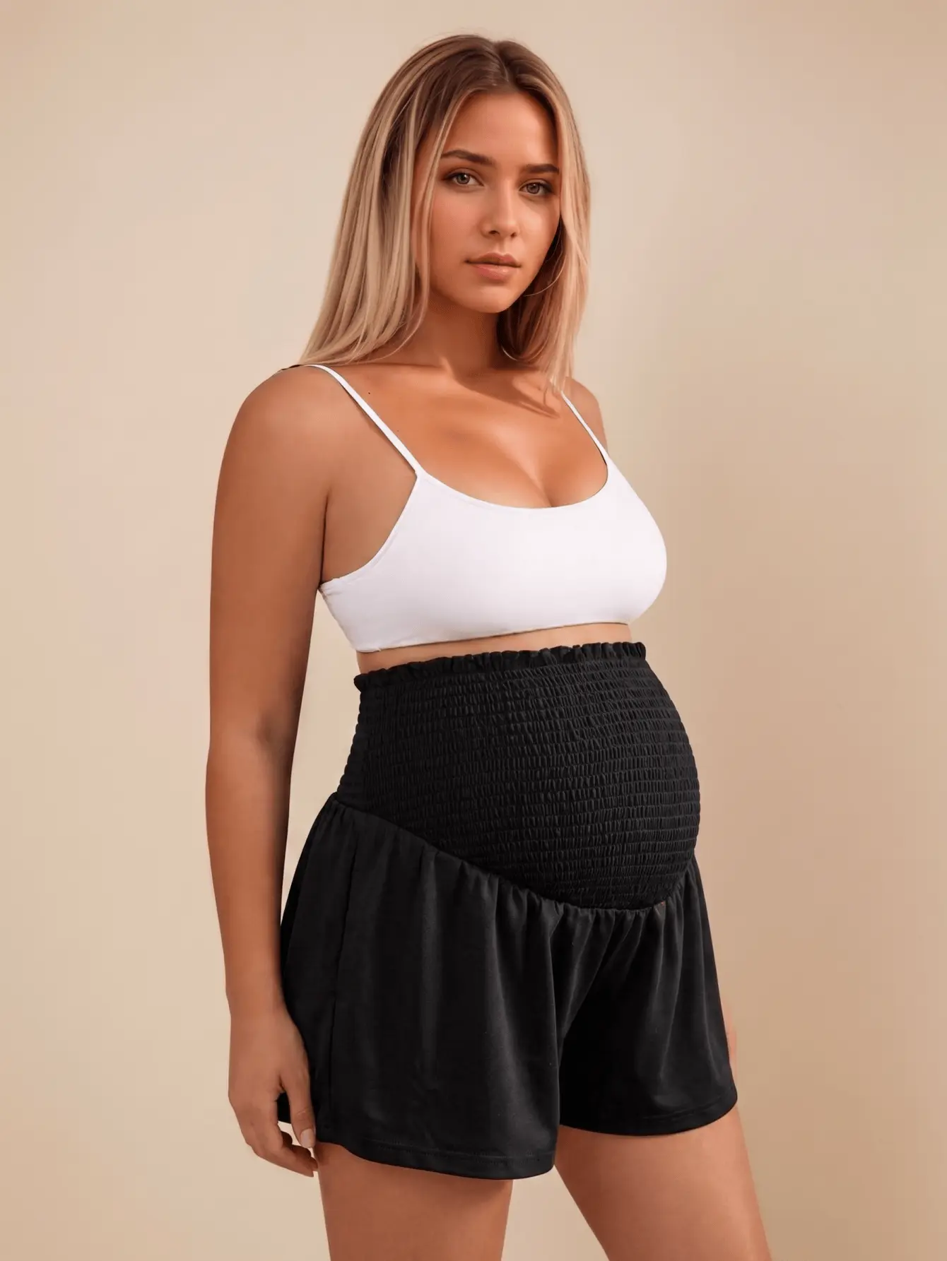 Pregnancy clothesPack of 2, Maternity Yoga Pants, Summer Off-White Casual Sports Maternity Trousers