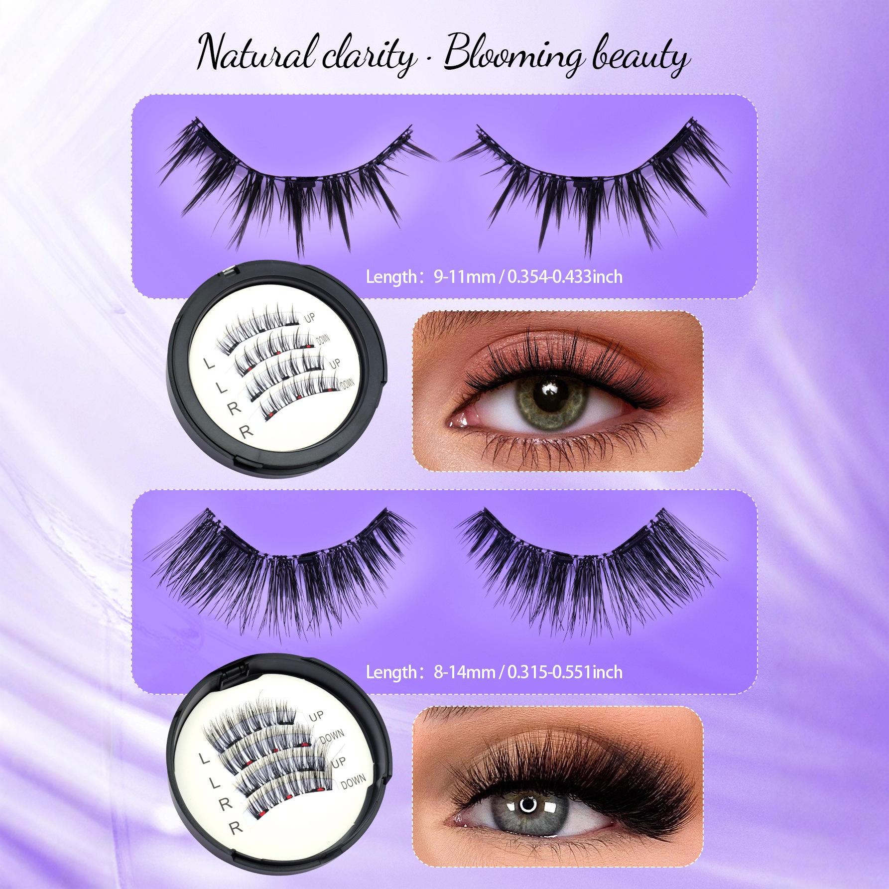 TikTok Best Selling Magnetic False Eyelashes No Glue Reusable 3D American Style Hard Stem Thick Eyelashes Portable Case for Daily Party Use