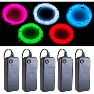 EL Wire 5 Pack, 9ft Neon Light Wire Noise Reduction with Battery Pack(Green, Blue, Red, White, Pink) (9ft)fidget toys