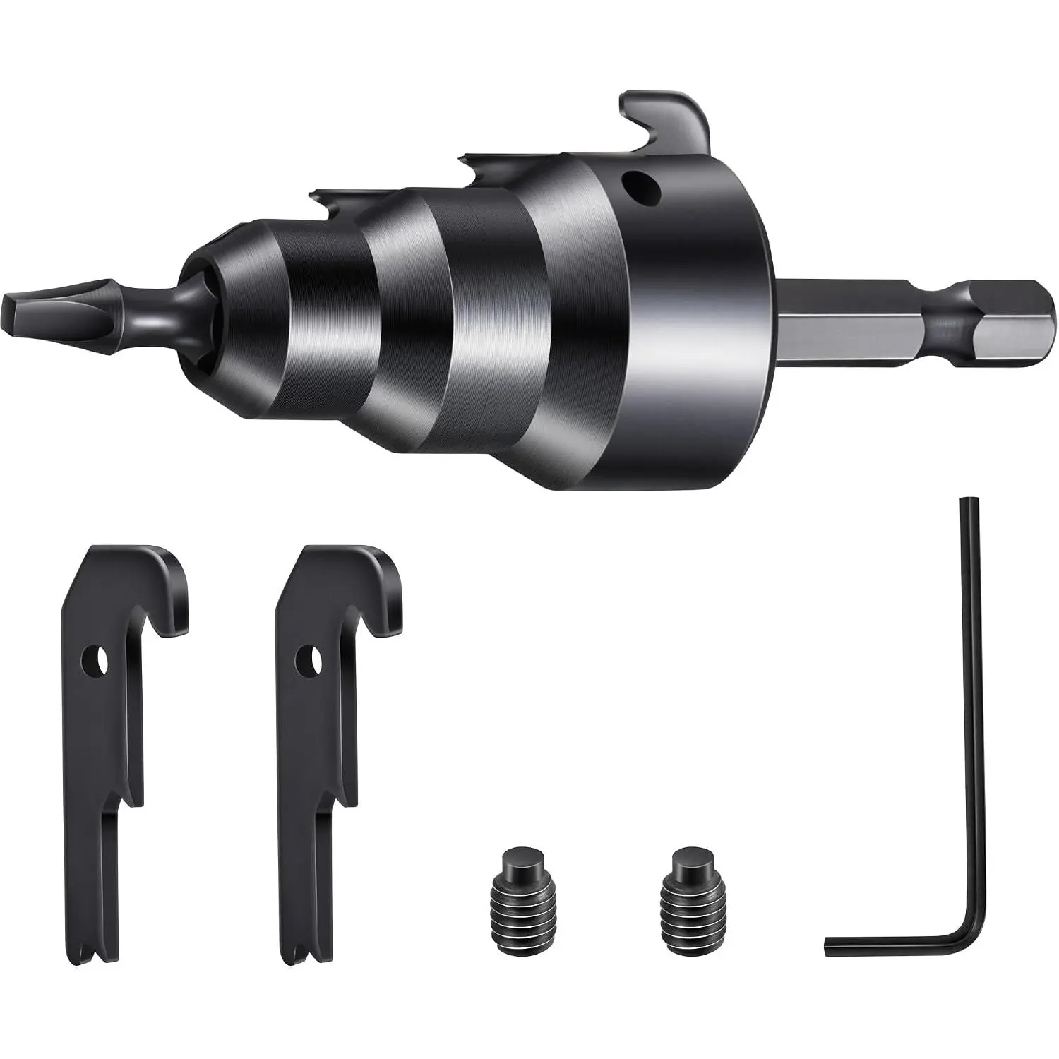Power Conduit Reamer with Improved Bit Retention, Reamer Tool for 1/2'', 3/4'' and 1'' Pipe, Conduit Bender with  Kit - 2 , 2 Screws, 1 Hex Key Wrench(1/16'')