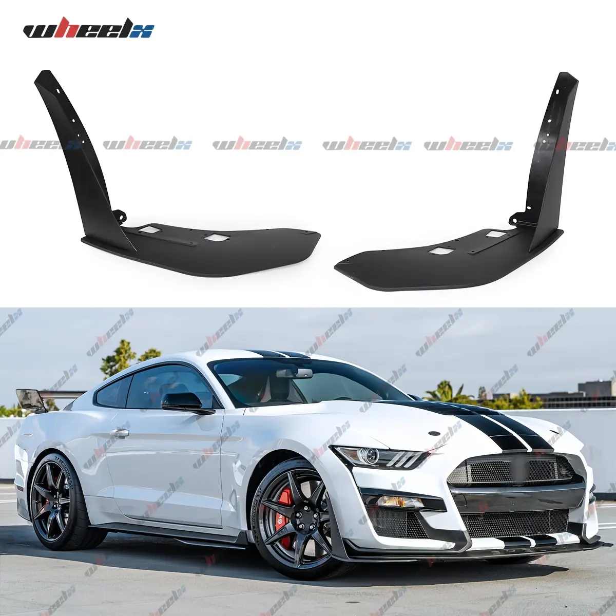 GT500 Style Front Bumper Corner Splitter Spoiler, Aggressive Look Lightweight ABS for Ford Mustang 2015-2021, AMPP-Modified Matte Black, Bumper Protection with OEM Fitment, Scratch Guard