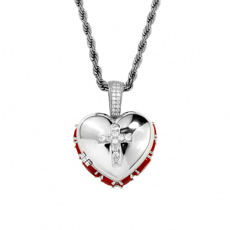 18K Gold Plated Heart Photo Locket Necklace for Women Men, 5A Zircon Multi Layer Pendant, Cross Charm Necklace, DIY Picture Locket, Personalized Photo Necklace, Vintage Love Jewelry, Couple Necklace Gift, Memorial Keepsake Necklace, Birthday Gift