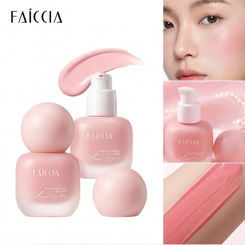 Faiccia Liquid Blush Pump Head, Korean Clear Natural Finish, Moisturizing Hydrating Lightweight Formula, Non-Caking, Daily Use, Office Makeup
