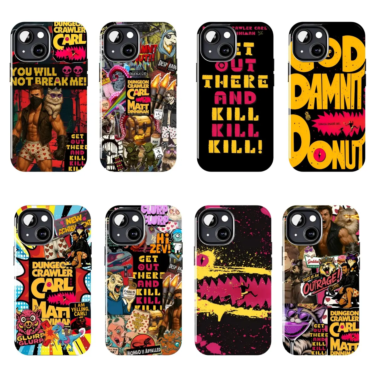 Dungeon Crawler Carl Phone Case, LitRPG Fantasy Book Cover, Princess Donut Cat, Carl & Donut Adventure Collage, Funny Gamer Gift, Protective Case Compatible with iPhone 11–17 Pro Max/Plus & Samsung Galaxy S23–S25 Series