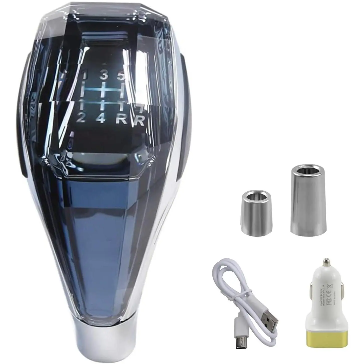 Acrylic Shifter Knob - Diamond-Cut Crystal Design with 7-Color Touch LEDs, Universal Manual Transmission Auto Parts Accessory with 3 Adapters, Universal Fit Car Accessories for Gear Shifters, Accessories For Car