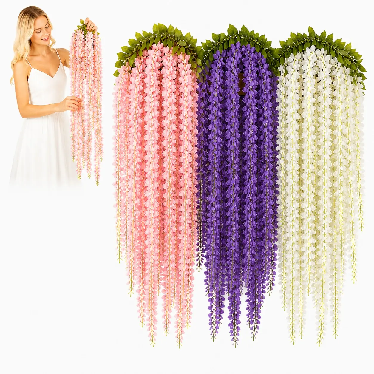 10/20pcs Artificial Wisteria Hanging Decor Set, Ideal for Ceiling Coverage, Home Weddings Parties Festivals
