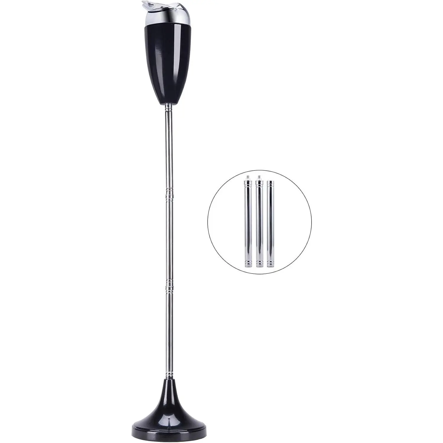 Adjustable Smokeless Odorless Floor Standing Ashtray with Lid, Windproof Indoor Outdoor Cigarette Ash Tray for Home Patio Balcony, 20", 27.5", 35" Heights, BlackGift